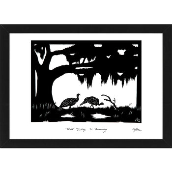 "Wild Turkeys" by Clay Rice  (8x10 Print With Frame)
