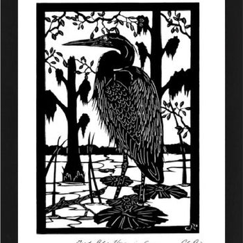 "Great Blue Heron" by Clay Rice  (8x10 Print With Frame)