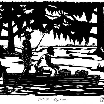 "Old Time Oystermen" by Clay Rice  (8x10 Print With Frame)