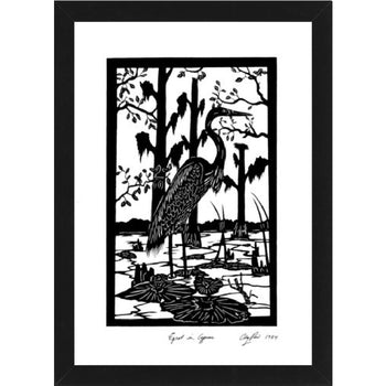 "Egret In Cypress" by Clay Rice  (8x10 Print With Frame)
