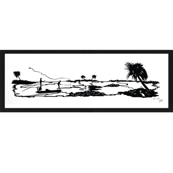 "Last Cast" by Clay Rice  (6x20 Print With Frame)