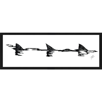 "Red Fish Tails" by Clay Rice  (6x20 Print With Frame)